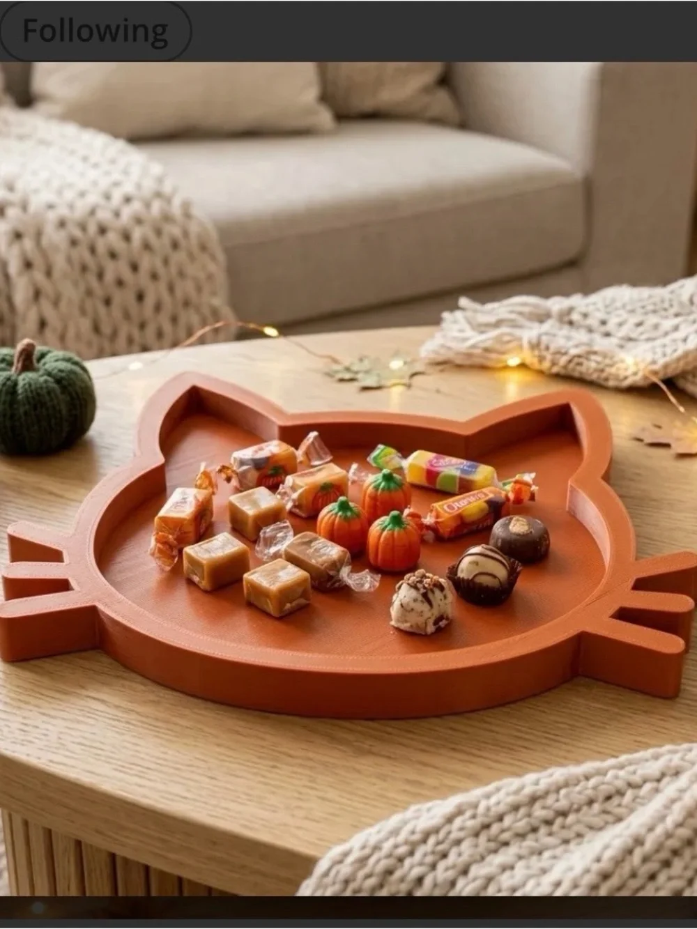 Cute fall time kitty Cat Tray trinket bowl!